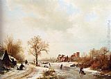 Winterlandschap A Winter Landscape With Skaters On A Frozen Waterway And Peasants By A Farm In The Foreground